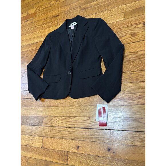 Nine & Co Womens Blazer Jacket Size 6p Petite Black 1 Button Career NWT $59 - Picture 2 of 5